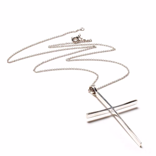 Zilveren cross hanger en ketting